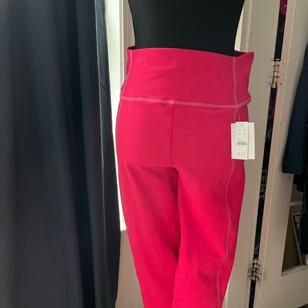 J crew leggings, cloud stretch, hidden waistband pocket size, large pink